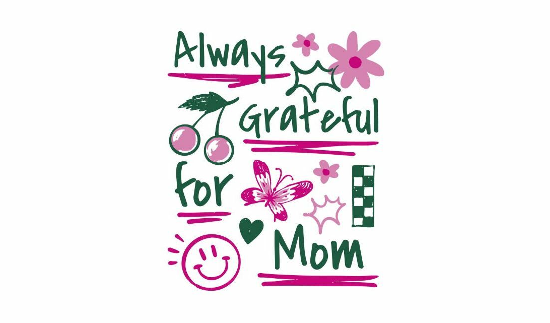 Whimsical gratitude design for mom t-shirt design template