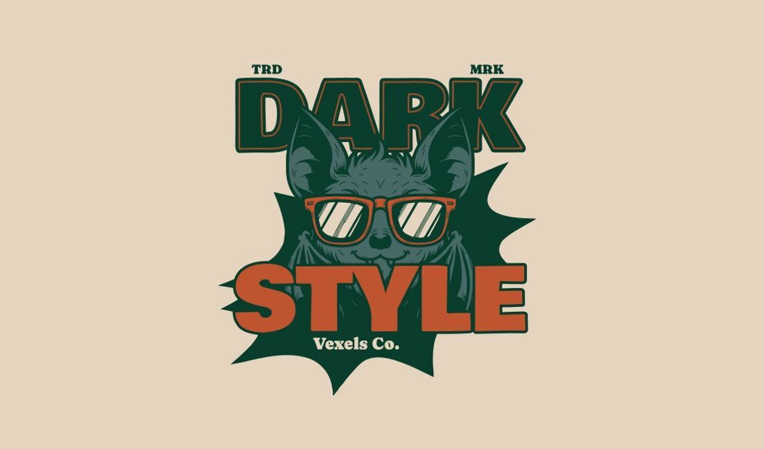 Modelo de design para camiseta Design gráfico elegante com tema escuro e um morcego brincalhão