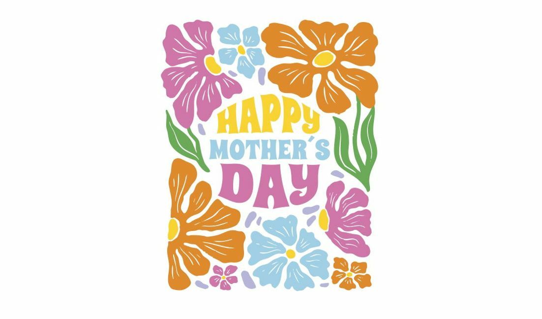 Plantilla de diseño para camiseta Diseño de tarjeta de felicitación floral para el Día de la Madre.