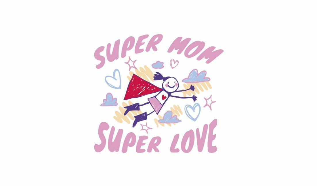 Modelo de design para camiseta Design gráfico de supermãe lúdica