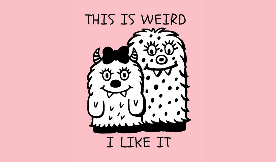 Verspielte Monster-Illustration mit skurrilem Text T-Shirt-Designvorlage