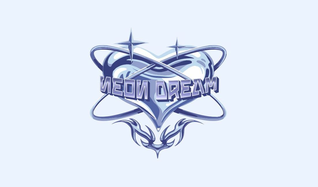 Futuristic heart design with neon dream theme t-shirt design template