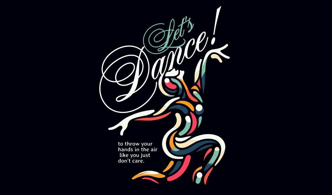 Plantilla de diseño para camiseta Diseño tipográfico de baile lúdico