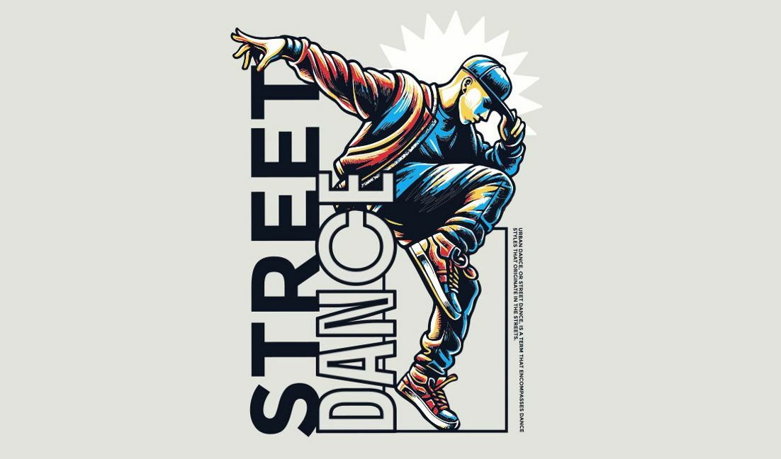 Dynamische Streetdance-Illustration T-Shirt-Designvorlage