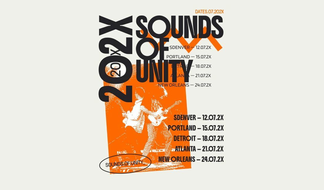 Plantilla de diseño para camiseta Diseño dinámico de carteles para eventos de conciertos.