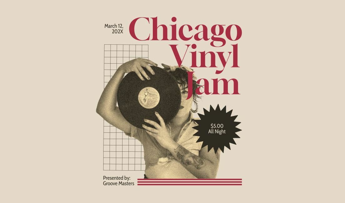 Vintage vinyl event poster design t-shirt design template
