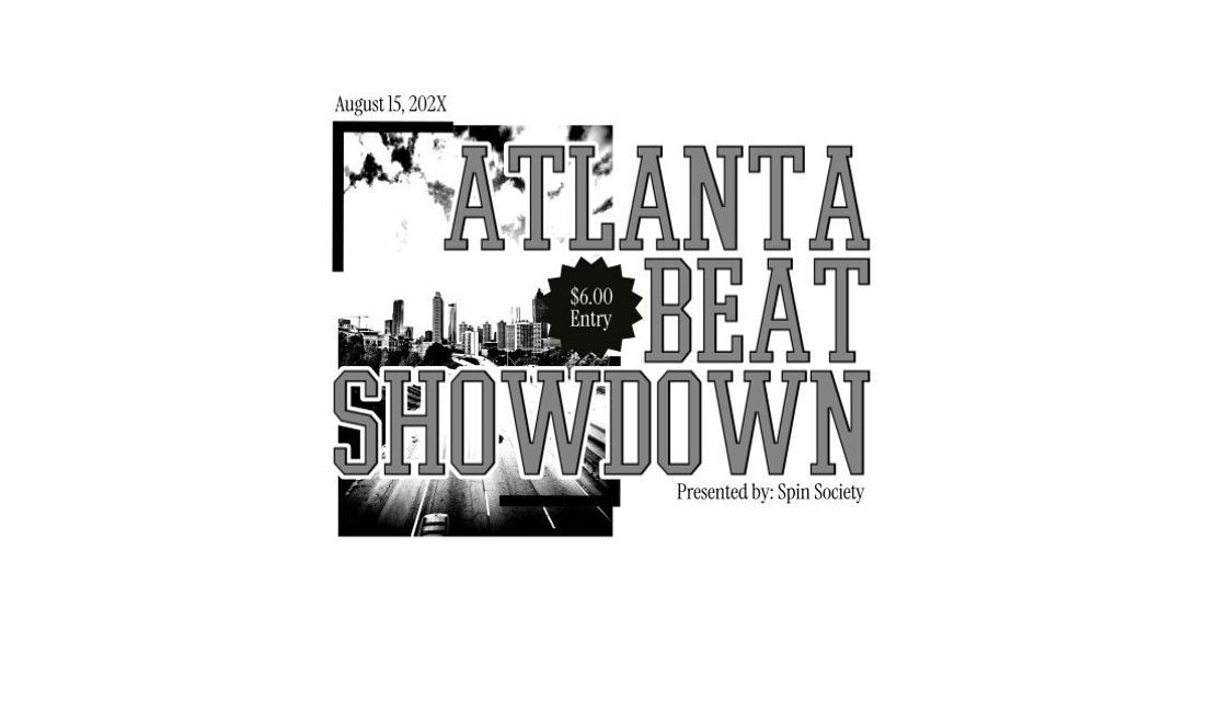 Dynamisches Event-Poster für Atlanta Beat Showdown T-Shirt-Designvorlage
