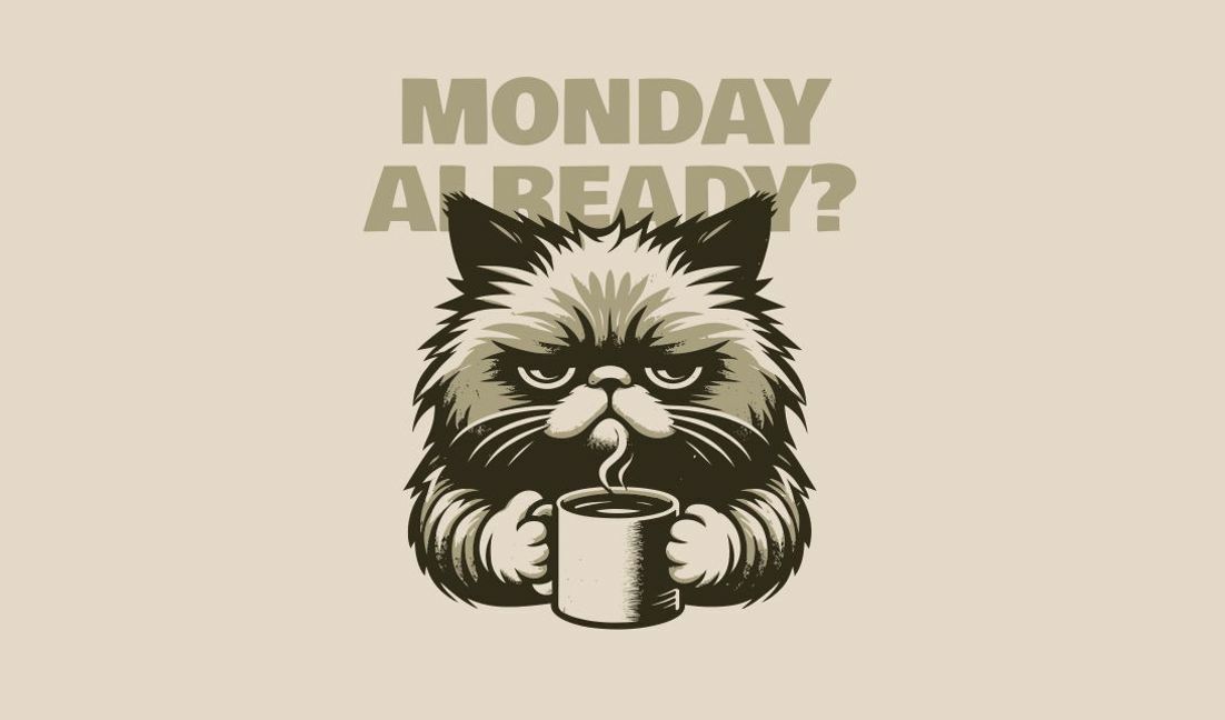 Plantilla de diseño para camiseta Diseño de cita de café con gato juguetón