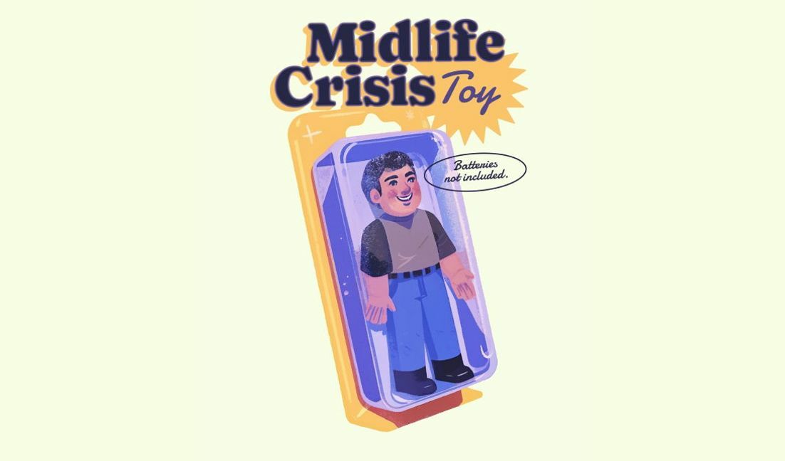Verspieltes Midlife-Crisis-Spielzeugdesign T-Shirt-Designvorlage