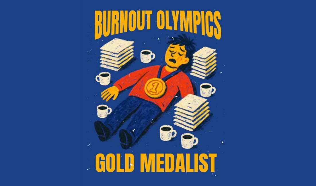 Plantilla de diseño para camiseta Diseño gráfico humorístico de las Olimpiadas del agotamiento