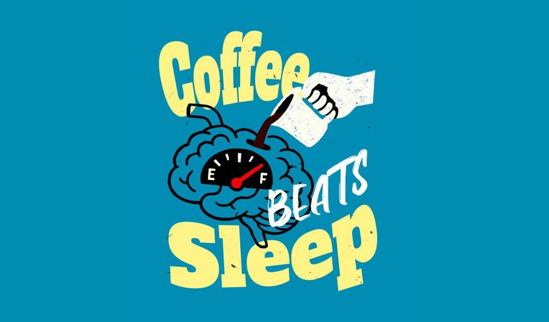 Kaffee schlägt Schlaf humorvolles Design T-Shirt-Designvorlage