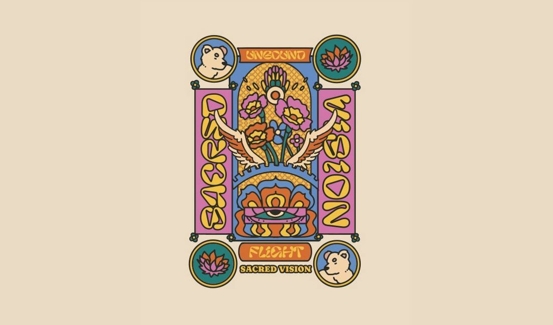 Whimsical sacred vision poster design t-shirt design template