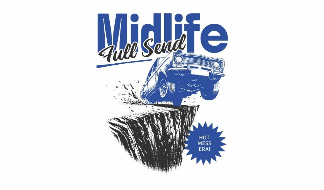 Midlife full send vintage car design t-shirt design template