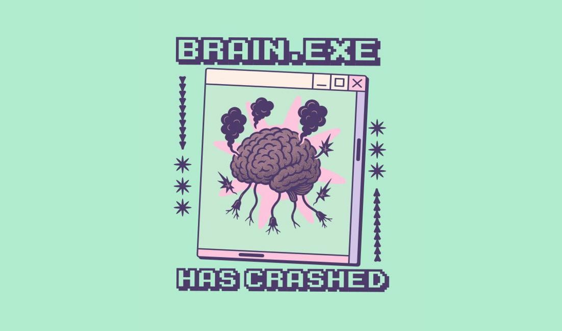 Plantilla de diseño para camiseta Diseño gráfico peculiar de un accidente cerebral