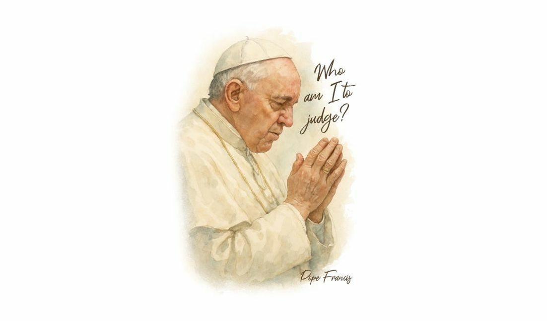 Plantilla de diseño para camiseta Ilustración de una cita que invita a la reflexión del Papa Francisco