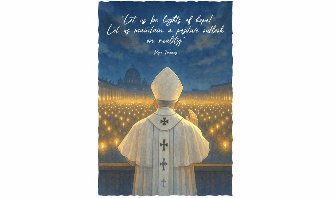 Plantilla de diseño para camiseta Ilustración con cita inspiradora del Papa Francisco