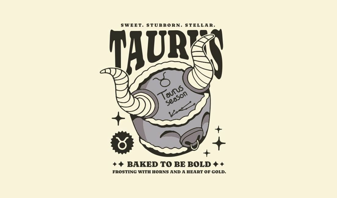 Plantilla de diseño para camiseta Diseño caprichoso de Tauro para los amantes del zodíaco.