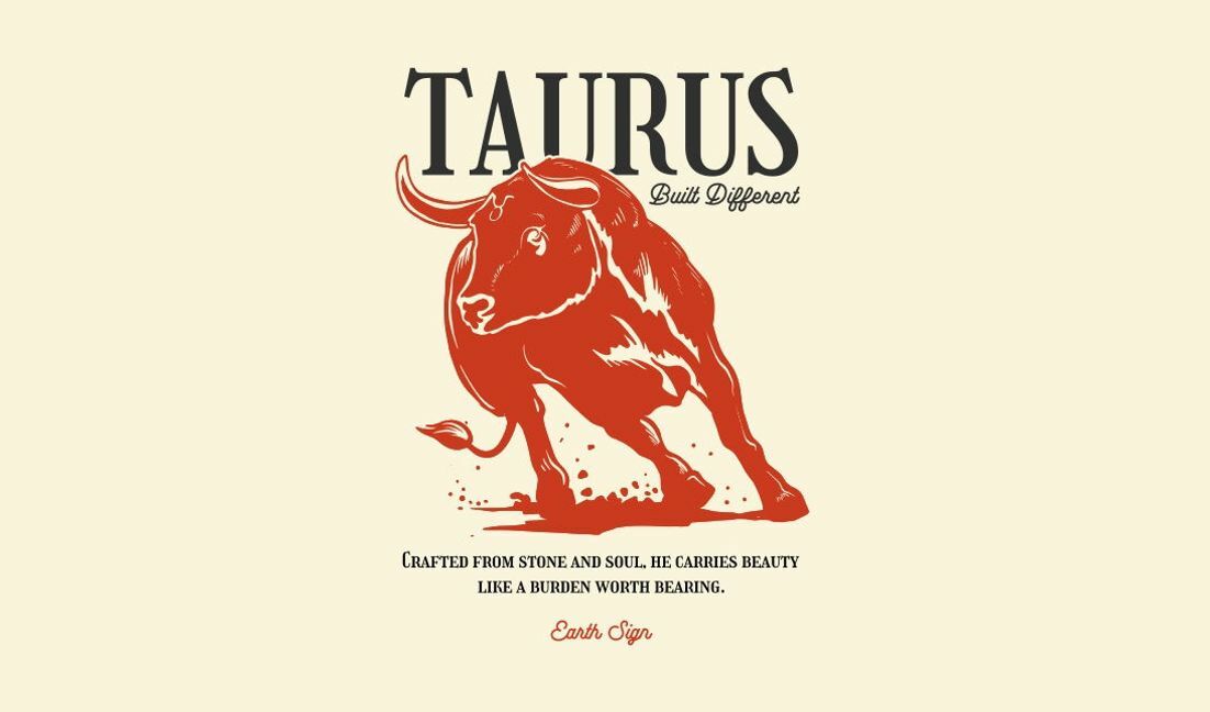 Plantilla de diseño para camiseta Diseño del zodíaco Tauro con cita motivacional