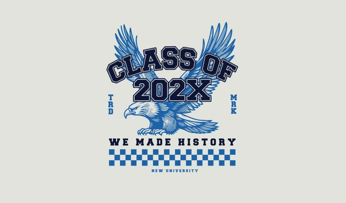 Abschlussjahrgang 202x Abschlussdesign mit Adlermotiv T-Shirt-Designvorlage