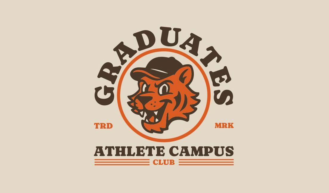 Vintage athlete campus graduates club logo design t-shirt design template