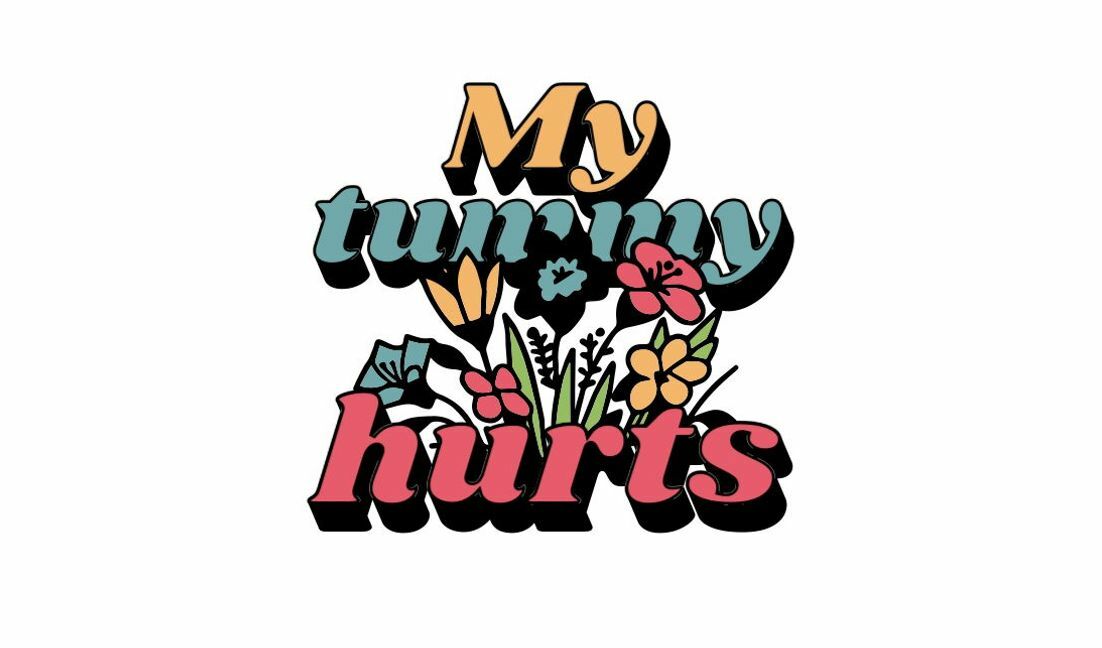 Playful tummy hurts quote design t-shirt design template