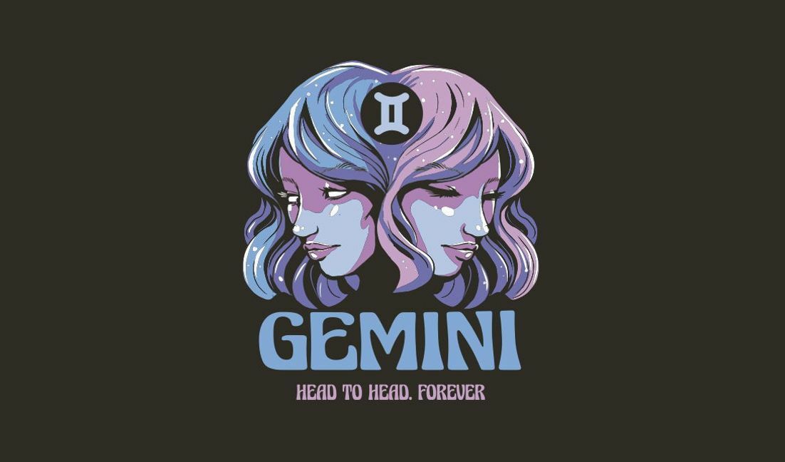 Stilvolles Zwillings-Sternzeichen-Design mit Doppelprofilen T-Shirt-Designvorlage