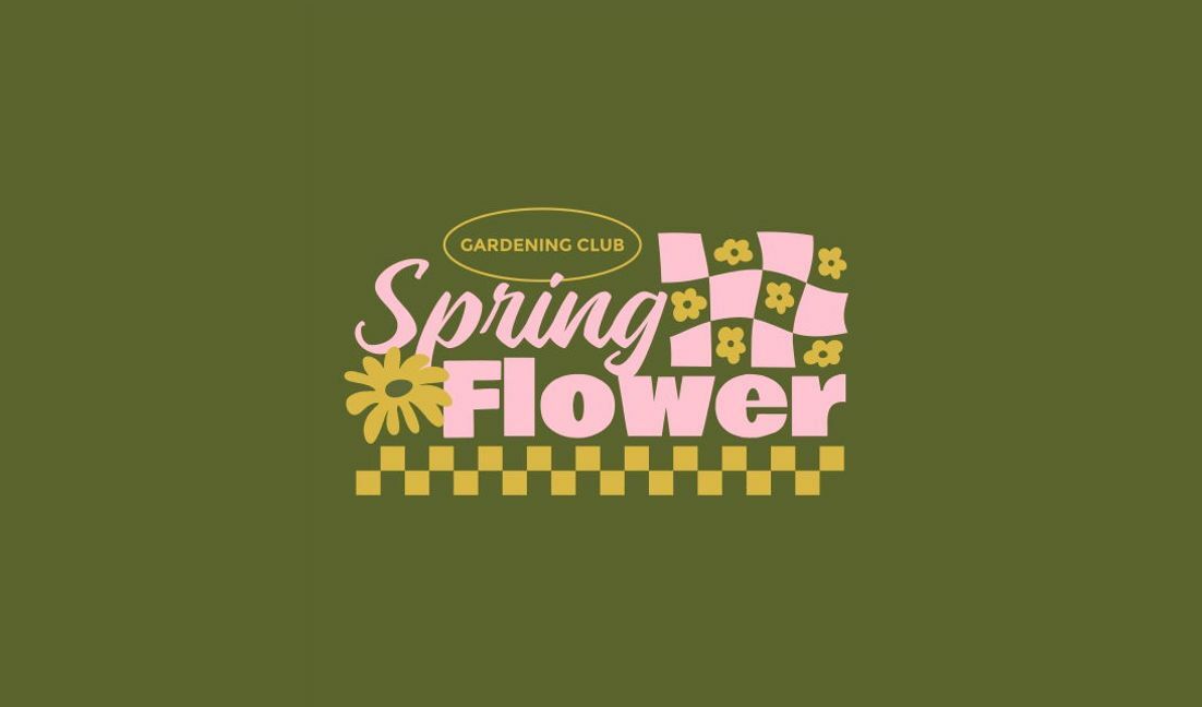 Verspieltes Gartenclub-Frühlingsblumen-Design T-Shirt-Designvorlage