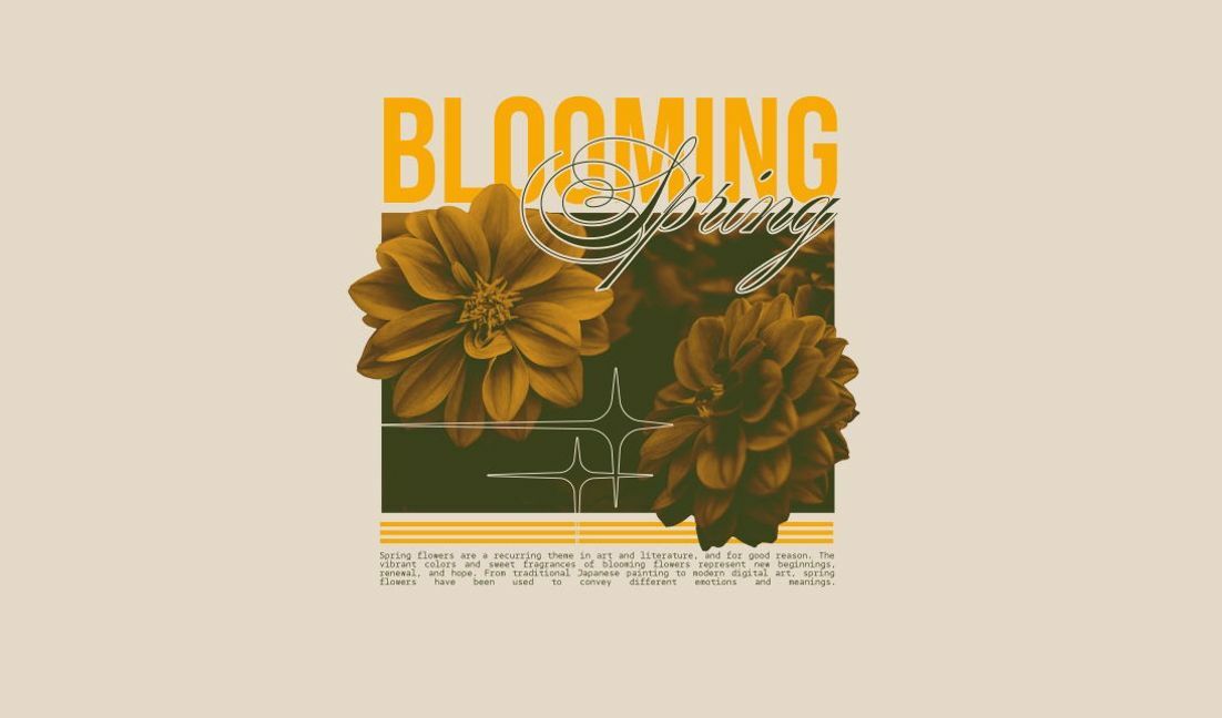 Blooming spring floral design t-shirt design template