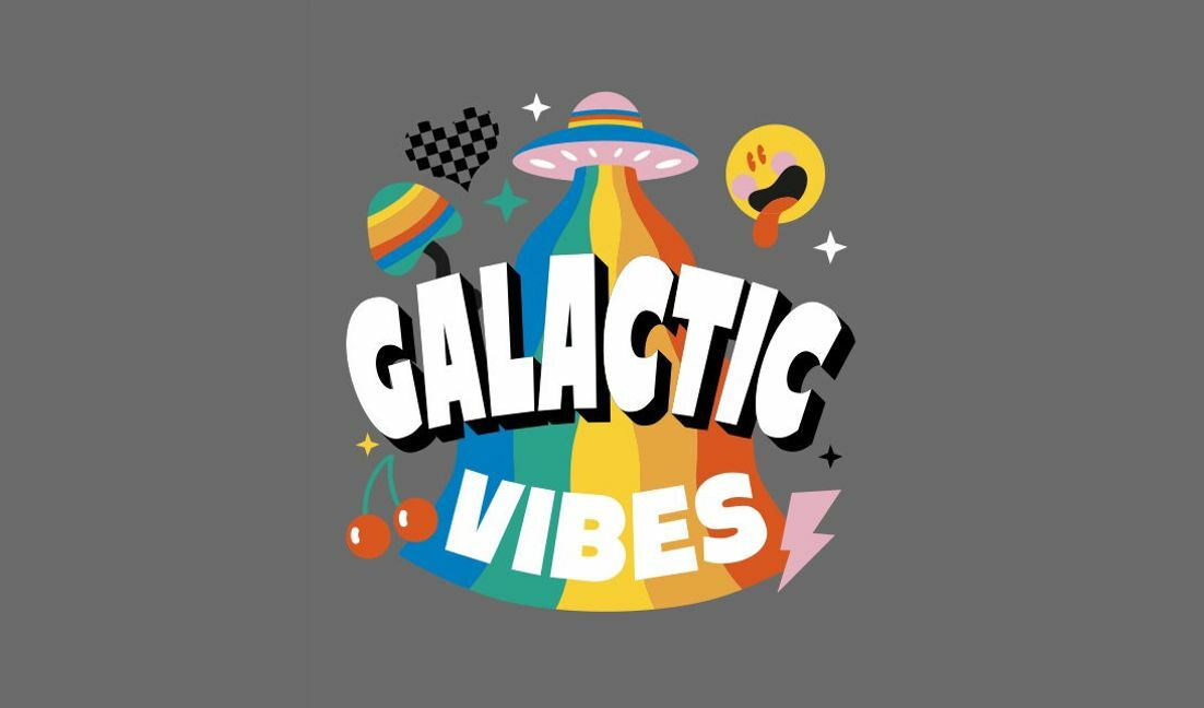 Plantilla de diseño para camiseta Diseño con vibraciones galácticas divertidas