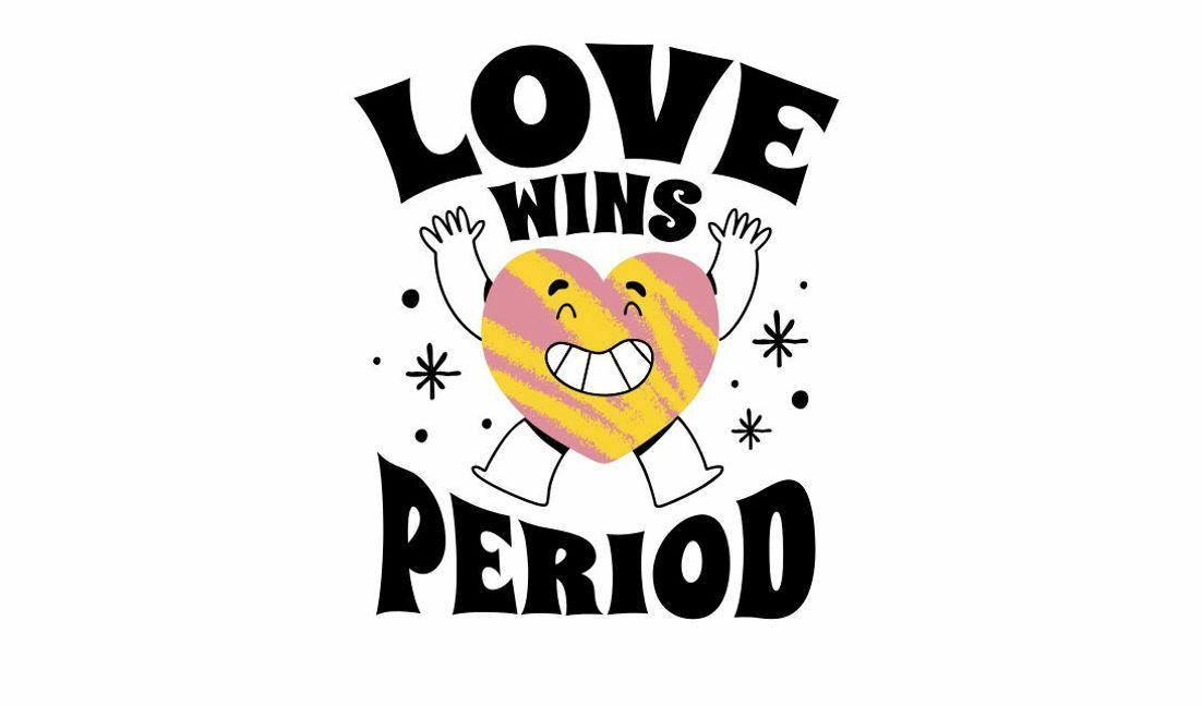 Verspieltes Zitatdesign ?Liebe gewinnt? T-Shirt-Designvorlage