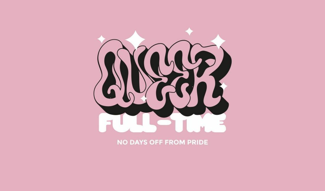 Verspieltes Queer-Pride-Design mit kräftiger Typografie T-Shirt-Designvorlage