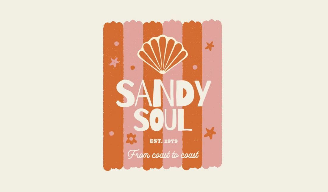 Vintage beach-inspired sandy soul design t-shirt design template