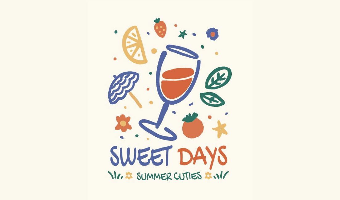 Verspieltes Sommercocktail-Design mit Früchten T-Shirt-Designvorlage