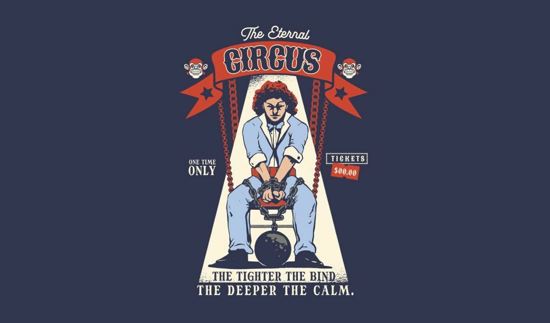 Modelo de design para camiseta Modelo de design para camiseta de circo com tema de artista de fuga