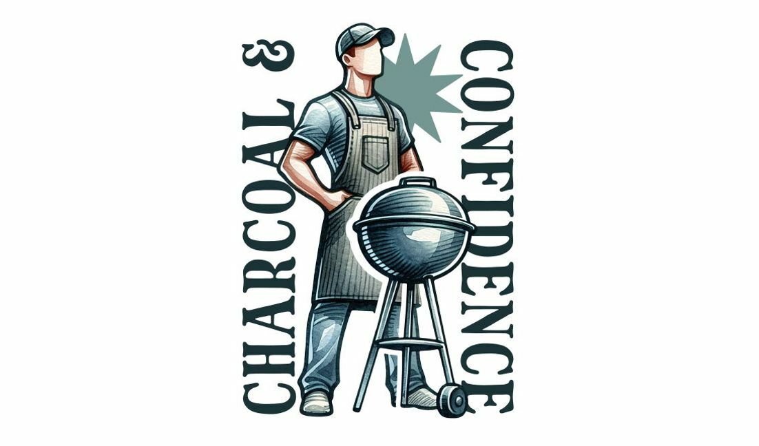 Grafikdesign des Grillmeisters mit Holzkohle und Selbstvertrauen T-Shirt-Designvorlage