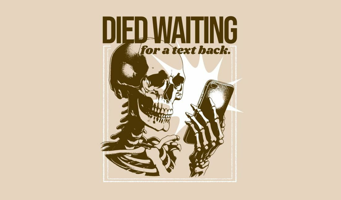 Modelo de design para camiseta Design de esqueleto humorístico com citação de texto