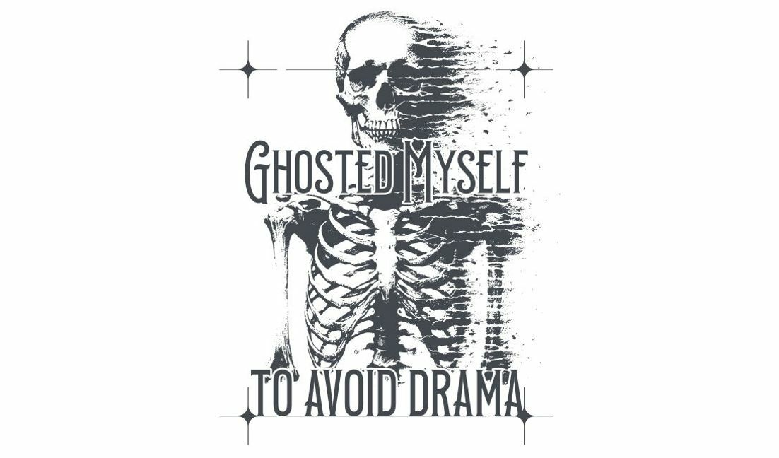 Einzigartiges Geister-Skelett-Zitat-Design T-Shirt-Designvorlage