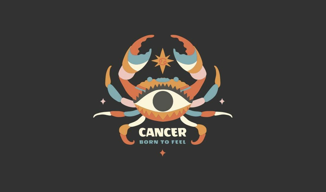 Modelo de design para camiseta Design artístico de caranguejo do zodíaco de câncer