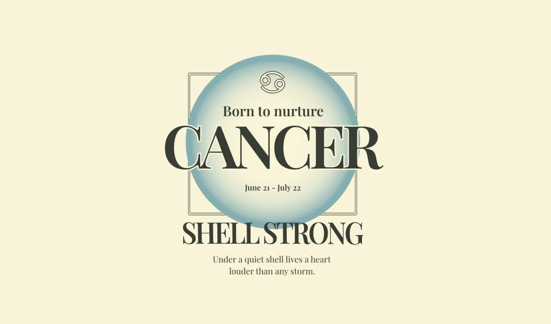 Plantilla de diseño para camiseta Diseño astrológico de cáncer con cita inspiradora.