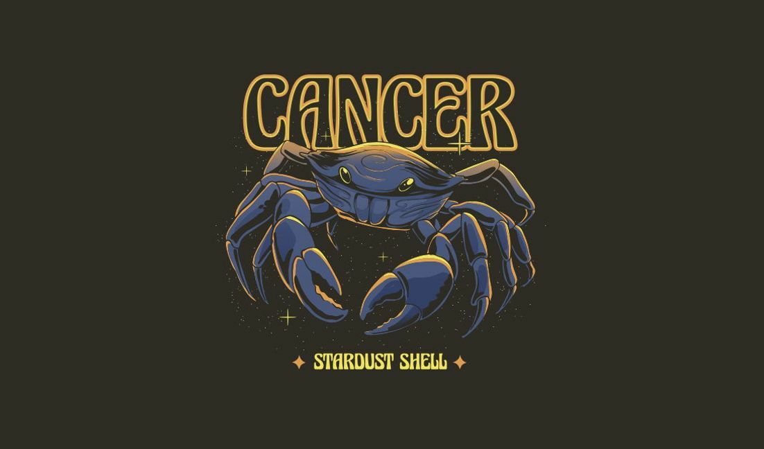 Modelo de design para camiseta Design astrológico de caranguejo para entusiastas do signo de Câncer