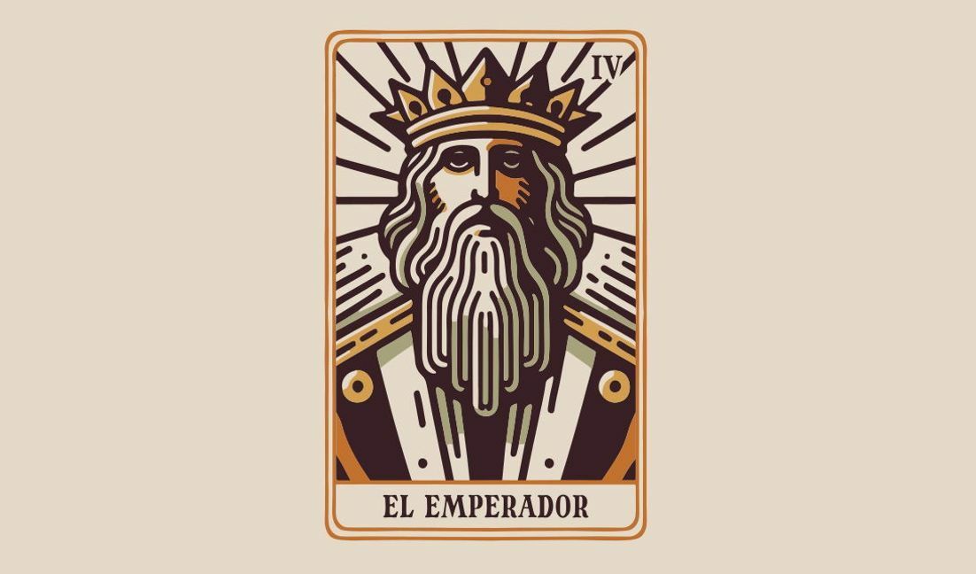 Künstlerische Tarotkartenillustration von El Emperador T-Shirt-Designvorlage