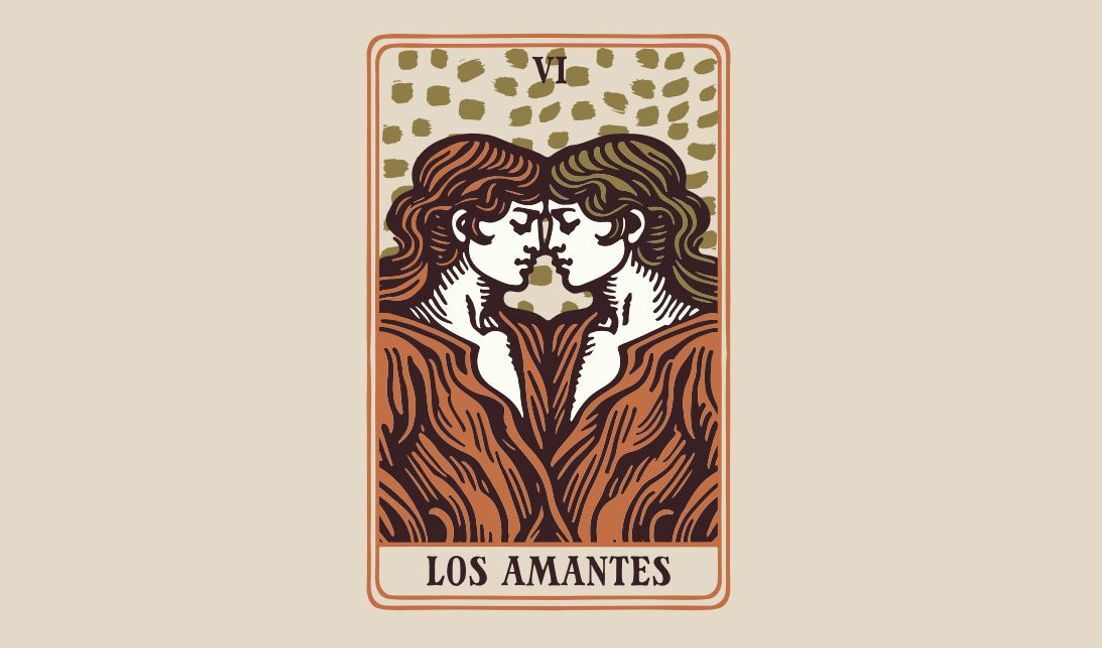 Artistic lovers tarot card design t-shirt design template