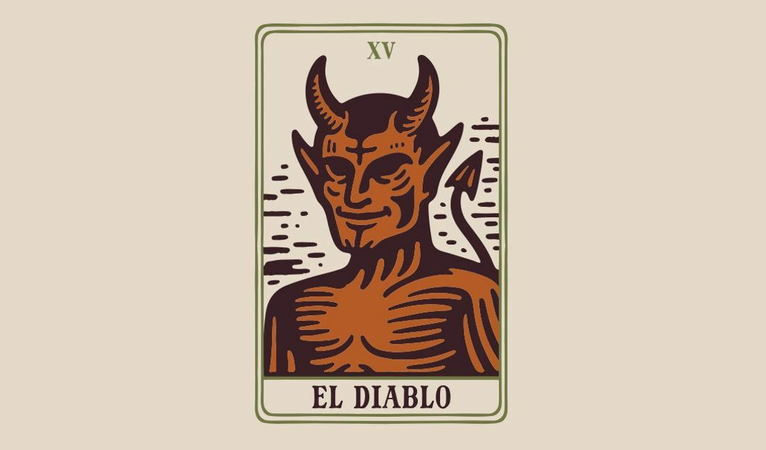 Plantilla de diseño para camiseta Intrigante diseño de la carta del tarot del diablo