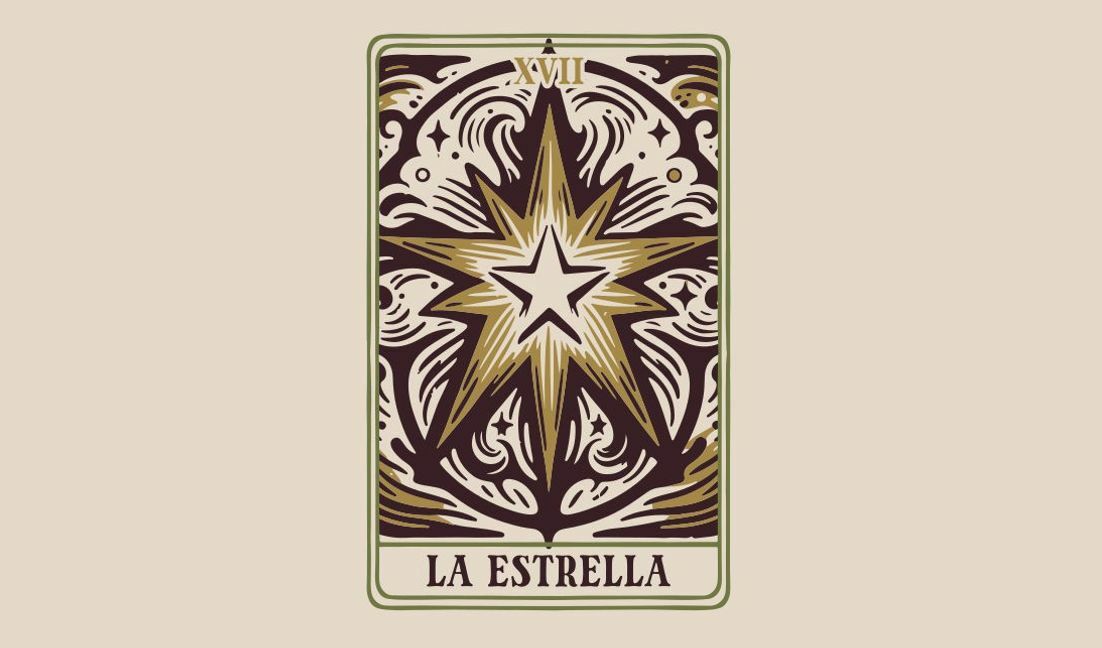 Stylish tarot card design featuring la estrella t-shirt design template