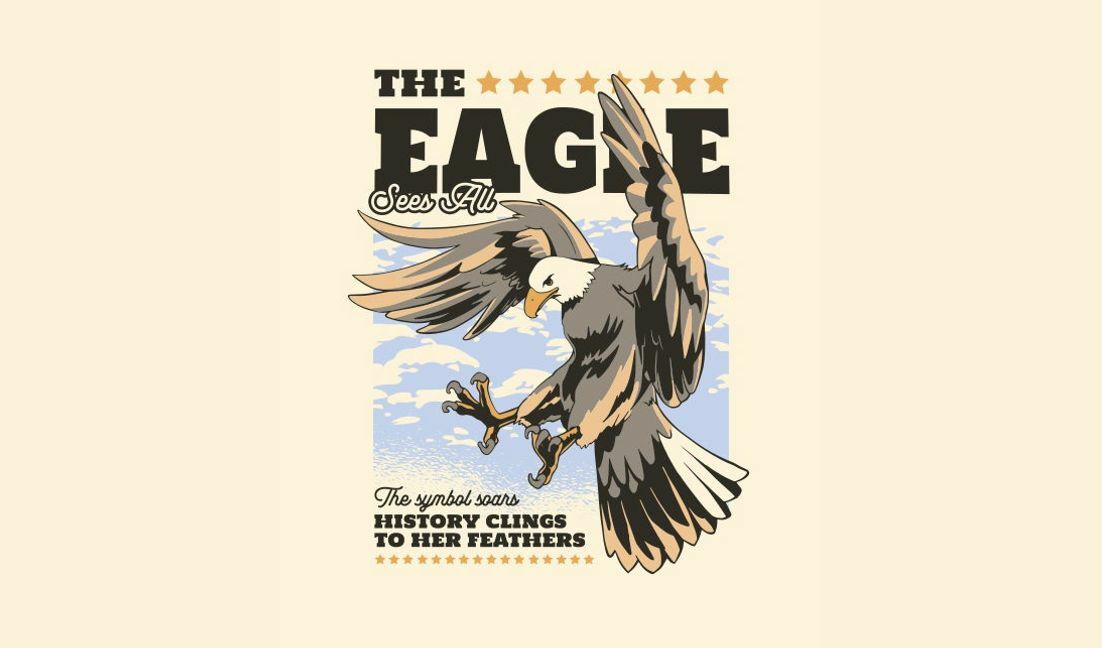 Majestic eagle illustration with empowering quote t-shirt design template