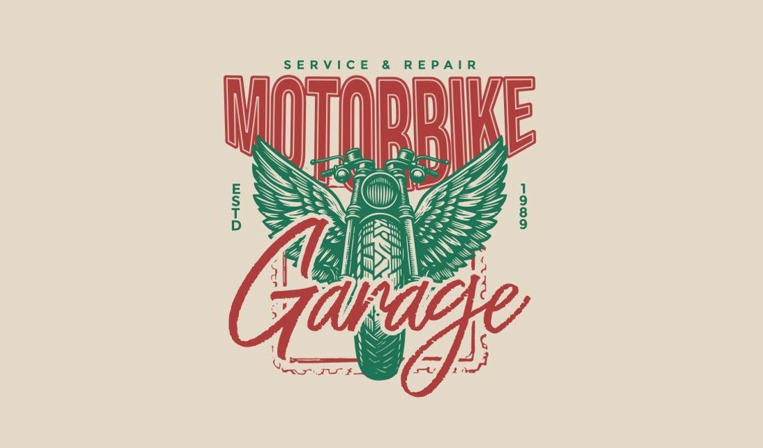 Modelo de design para camiseta Projeto de serviço e reparo de garagem para motocicletas antigas