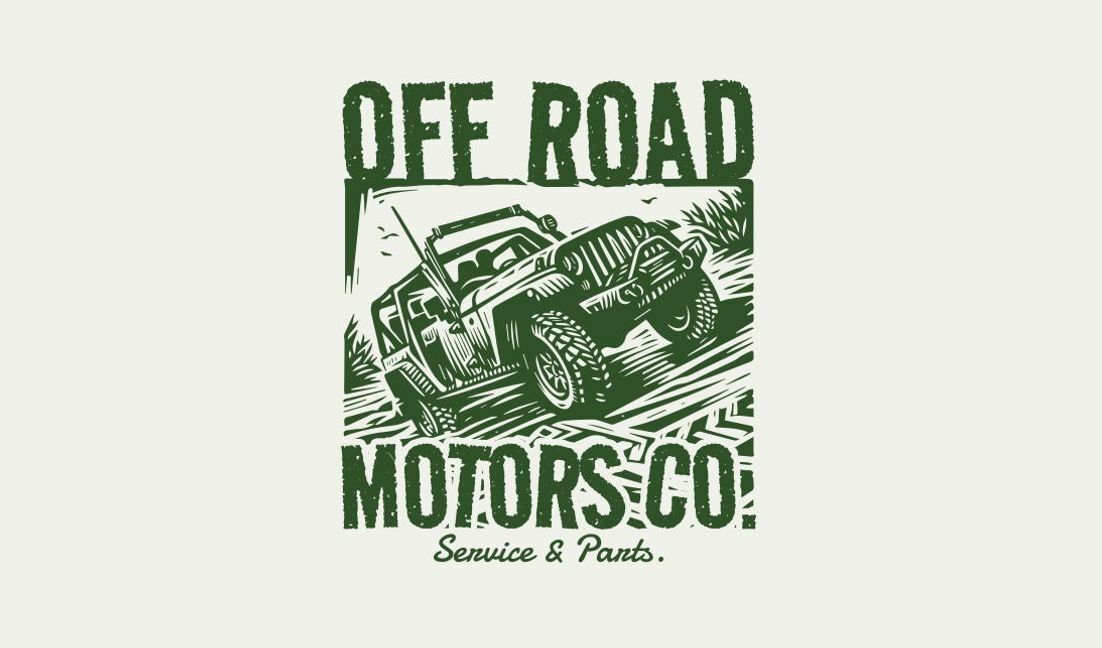 Logo-Design der Vintage-Offroad-Motorenfirma T-Shirt-Designvorlage