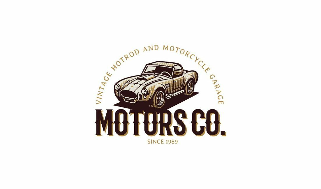 Vintage hotrod and motorcycle garage logo design t-shirt design template