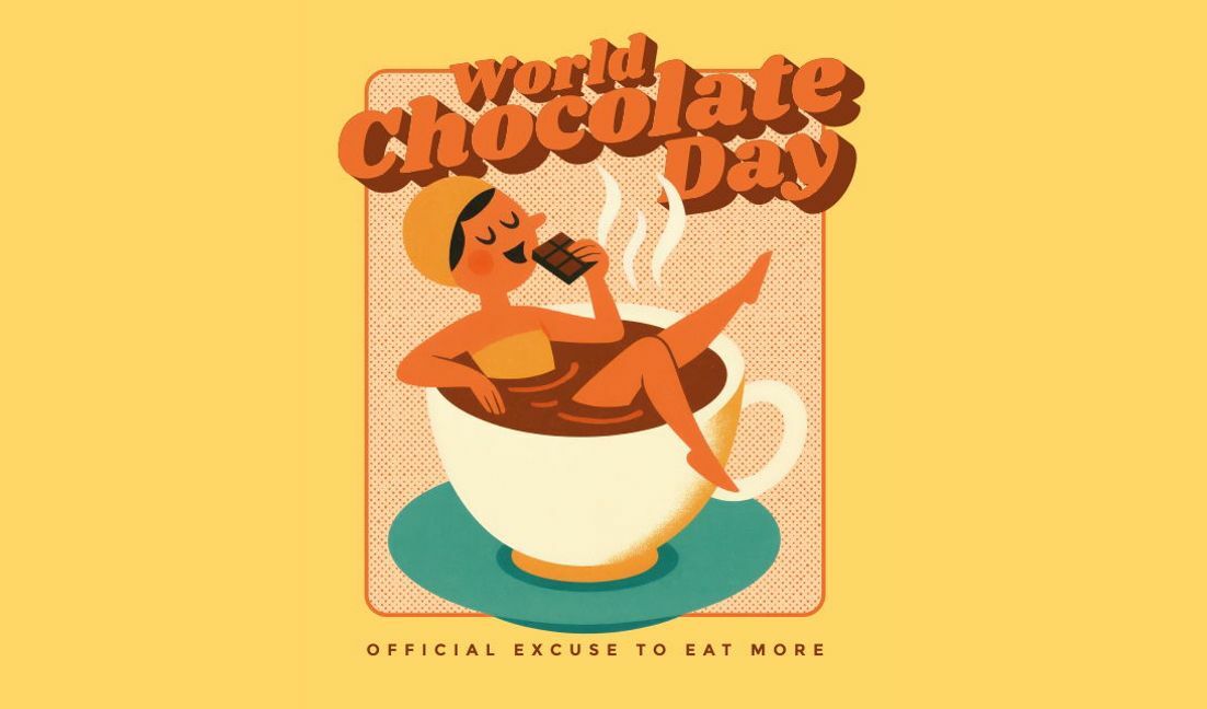 Plantilla de diseño para camiseta Ilustración lúdica del Día Mundial del Chocolate