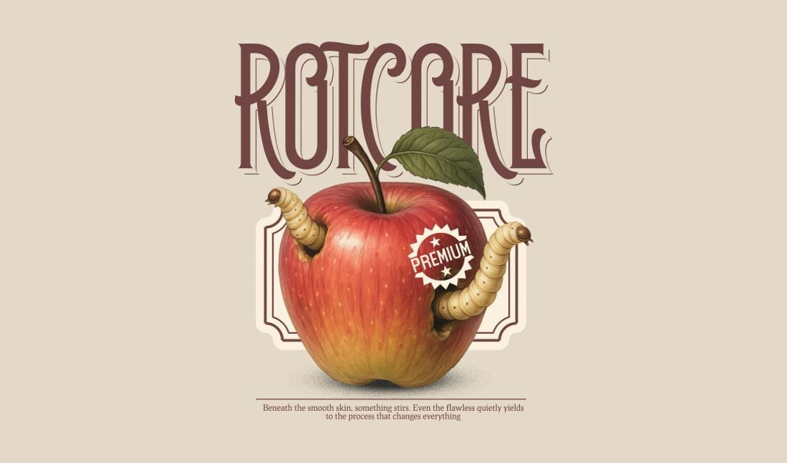 Intriguing apple design with unique core concept t-shirt design template